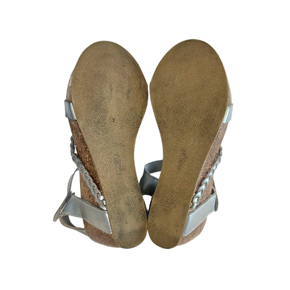 Blowfish Malibu Sandals Wedge Platform Faux Leather Silver Strappy Metallic 8.5 - Picture 9 of 10